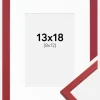 Ramme Edsbyn Rød 13x18 cm - Passepartout Hvid 9x13 cm