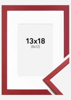 Ramme Edsbyn Rød 13x18 cm - Passepartout Hvid 9x13 cm