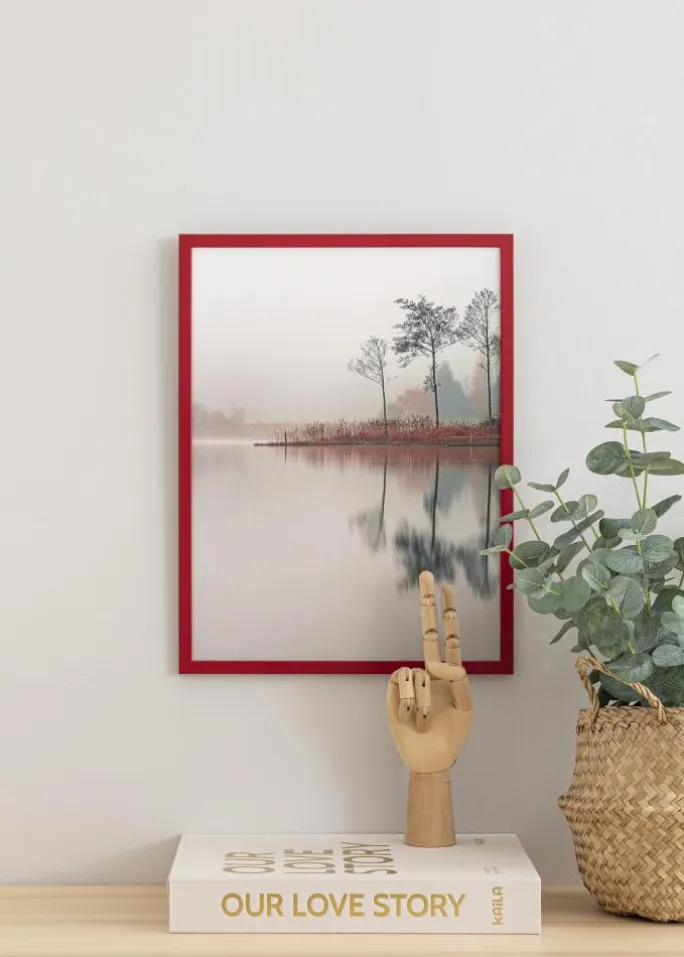 Ramme Edsbyn Rød 50x60 cm - Passepartout Hvid 35x45 cm