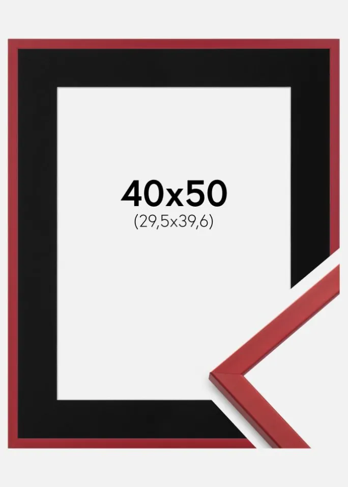 Ramme Edsbyn Rød 40x50 cm - Passepartout Sort 12x16 inches