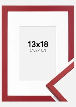 Ramme Edsbyn Rød 13x18 cm - Passepartout Hvid 3,5x5 inches