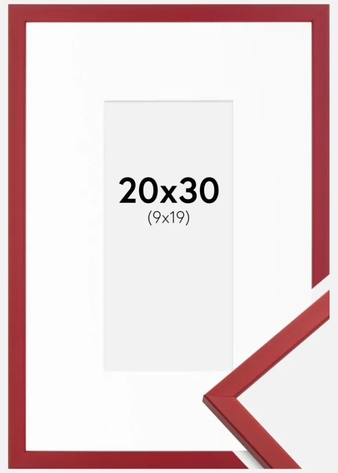 Ramme Edsbyn Rød 20x30 cm - Passepartout Hvid 10x20 cm