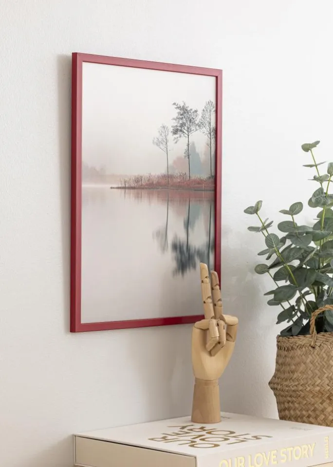 Ramme Edsbyn Rød 20x30 cm - Passepartout Hvid 10x20 cm