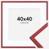 Ramme Edsbyn Rød 40x40 cm - Passepartout Hvid 30x30 cm