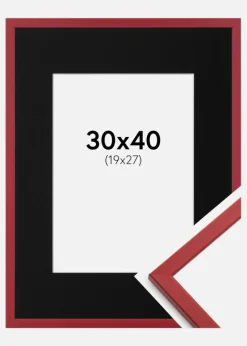 Ramme Edsbyn Rød 30x40 cm - Passepartout Sort 20x28 cm