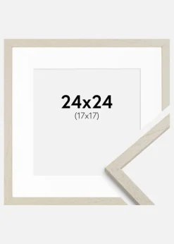 Ramme Edsbyn Sand 24x24 cm - Passepartout Hvid 18x18 cm