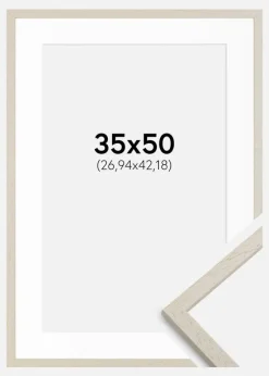 Ramme Edsbyn Sand 35x50 cm - Passepartout Hvid 11x17 inches