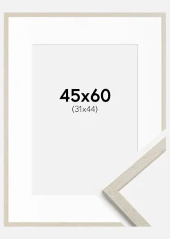 Ramme Edsbyn Sand 45x60 cm - Passepartout Hvid 32x45 cm