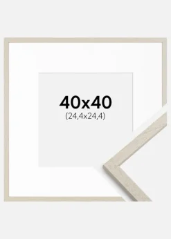 Ramme Edsbyn Sand 40x40 cm - Passepartout Hvid 10x10 inches