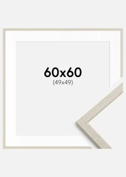 Ramme Edsbyn Sand 60x60 cm - Passepartout Hvid 50x50 cm