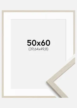 Ramme Edsbyn Sand 50x60 cm - Passepartout Hvid 16x20 inches