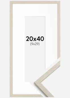 Ramme Edsbyn Sand 20x40 cm - Passepartout Hvid 10x30 cm