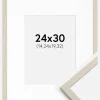 Ramme Edsbyn Sand 24x30 cm - Passepartout Hvid 6x8 inches