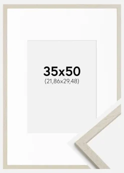 Ramme Edsbyn Sand 35x50 cm - Passepartout Hvid 9x12 inches