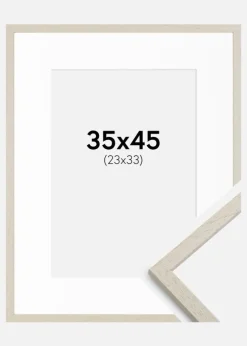 Ramme Edsbyn Sand 35x45 cm - Passepartout Hvid 24x34 cm
