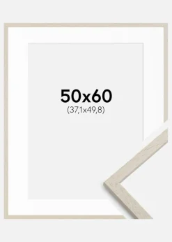 Ramme Edsbyn Sand 50x60 cm - Passepartout Hvid 15x20 inches