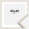 Ramme Edsbyn Sand 40x40 cm - Passepartout Hvid 32x32 cm