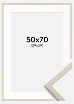 Ramme Edsbyn Sand 50x70 cm - Passepartout Hvid 40x60 cm