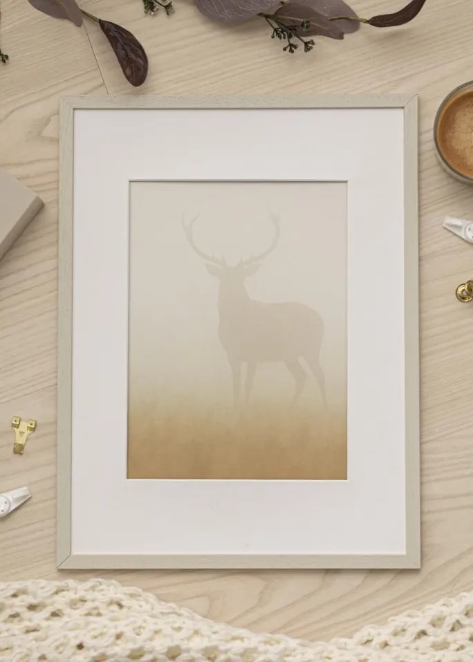 Ramme Edsbyn Sand 60x60 cm - Passepartout Hvid 45x45 cm