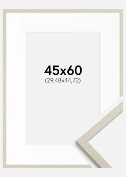 Ramme Edsbyn Sand 45x60 cm - Passepartout Hvid 12x18 inches