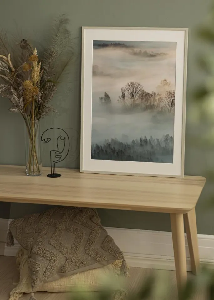 Ramme Edsbyn Sand 50x70 cm - Passepartout Hvid 42x59,4 cm (A2)