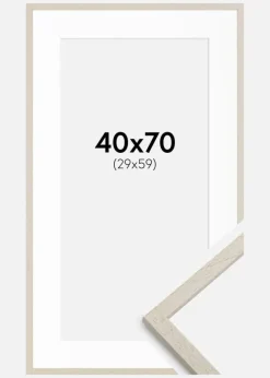 Ramme Edsbyn Sand 40x70 cm - Passepartout Hvid 30x60 cm