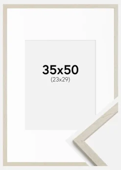 Ramme Edsbyn Sand 35x50 cm - Passepartout Hvid 24x30 cm