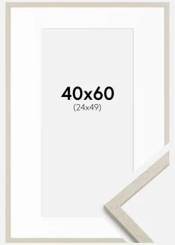 Ramme Edsbyn Sand 40x60 cm - Passepartout Hvid 25x50 cm