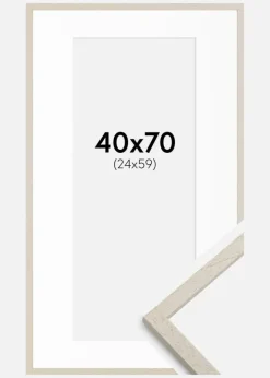Ramme Edsbyn Sand 40x70 cm - Passepartout Hvid 25x60 cm