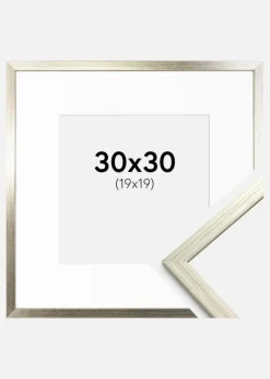 Ramme Edsbyn Sølv 30x30 cm - Passepartout Hvid 20x20 cm