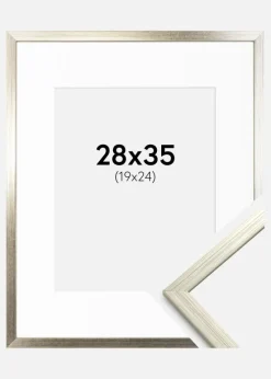 Ramme Edsbyn Sølv 28x35 cm - Passepartout Hvid 20x25 cm