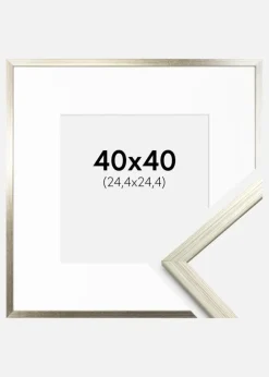 Ramme Edsbyn Sølv 40x40 cm - Passepartout Hvid 10x10 inches