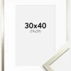 Ramme Edsbyn Sølv 30x40 cm - Passepartout Hvid 20x30 cm