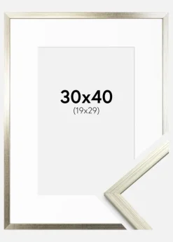 Ramme Edsbyn Sølv 30x40 cm - Passepartout Hvid 20x30 cm