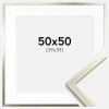 Ramme Edsbyn Sølv 50x50 cm - Passepartout Hvid 40x40 cm