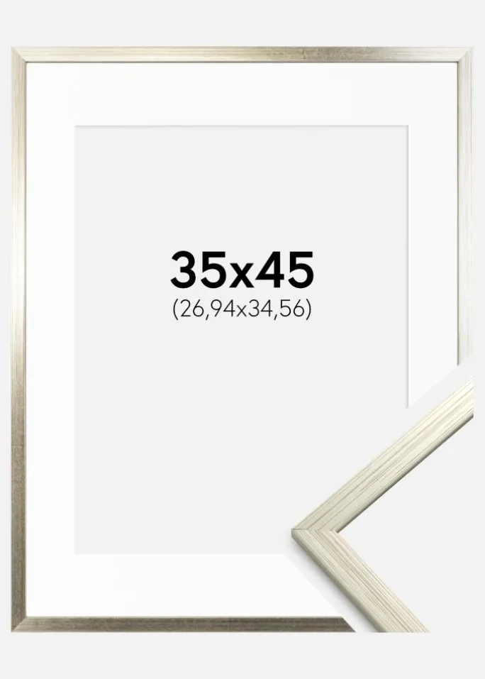 Ramme Edsbyn Sølv 35x45 cm - Passepartout Hvid 11x14 inches