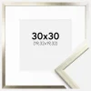 Ramme Edsbyn Sølv 30x30 cm - Passepartout Hvid 8x8 inches