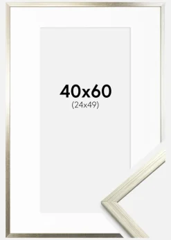 Ramme Edsbyn Sølv 40x60 cm - Passepartout Hvid 25x50 cm