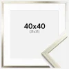 Ramme Edsbyn Sølv 40x40 cm - Passepartout Hvid 32x32 cm