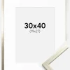 Ramme Edsbyn Sølv 30x40 cm - Passepartout Hvid 20x28 cm