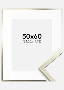 Ramme Edsbyn Sølv 50x60 cm - Passepartout Hvid 14x18 inches