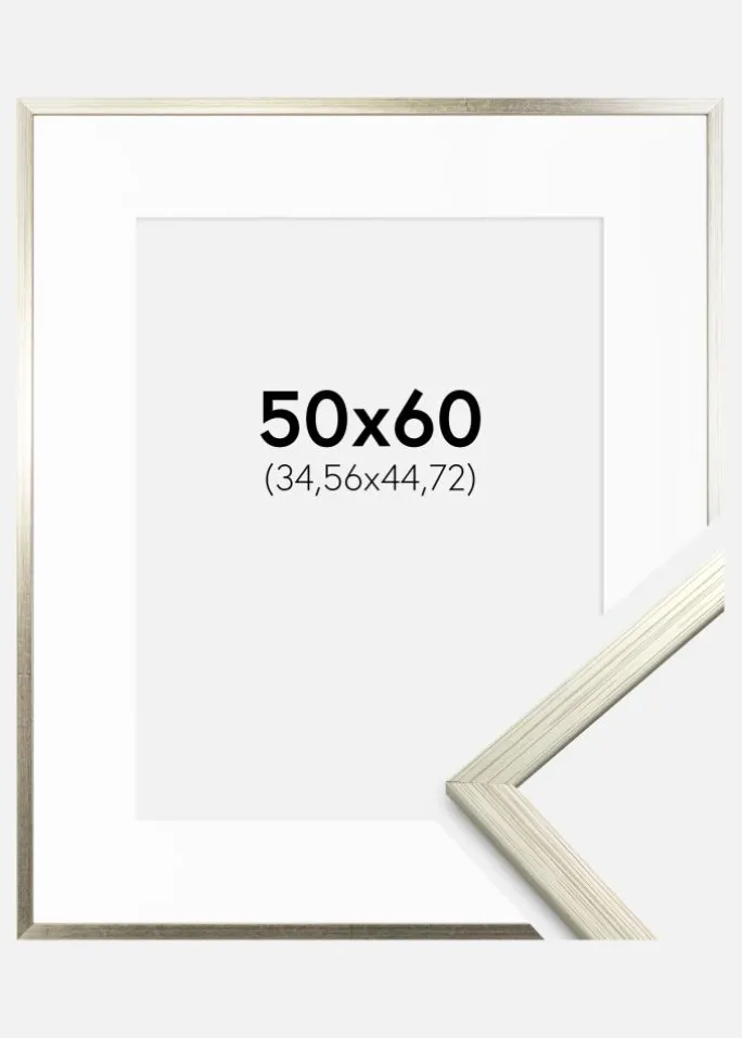 Ramme Edsbyn Sølv 50x60 cm - Passepartout Hvid 14x18 inches