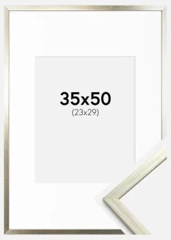 Ramme Edsbyn Sølv 35x50 cm - Passepartout Hvid 24x30 cm