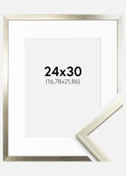 Ramme Edsbyn Sølv 24x30 cm - Passepartout Hvid 7x9 inches