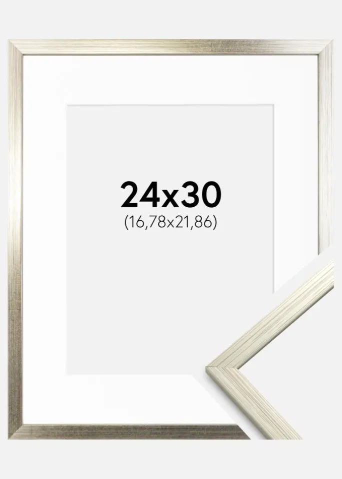 Ramme Edsbyn Sølv 24x30 cm - Passepartout Hvid 7x9 inches