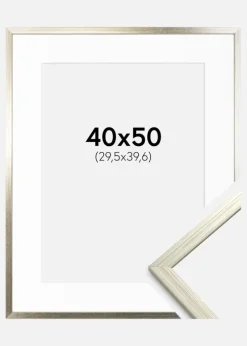 Ramme Edsbyn Sølv 40x50 cm - Passepartout Hvid 12x16 inches