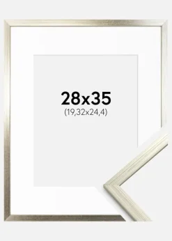 Ramme Edsbyn Sølv 28x35 cm - Passepartout Hvid 8x10 inches