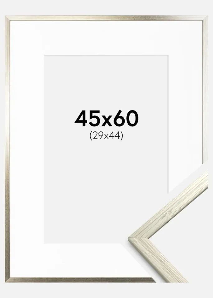 Ramme Edsbyn Sølv 45x60 cm - Passepartout Hvid 30x45 cm