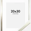 Ramme Edsbyn Sølv 20x30 cm - Passepartout Hvid 15x21 cm (A5)