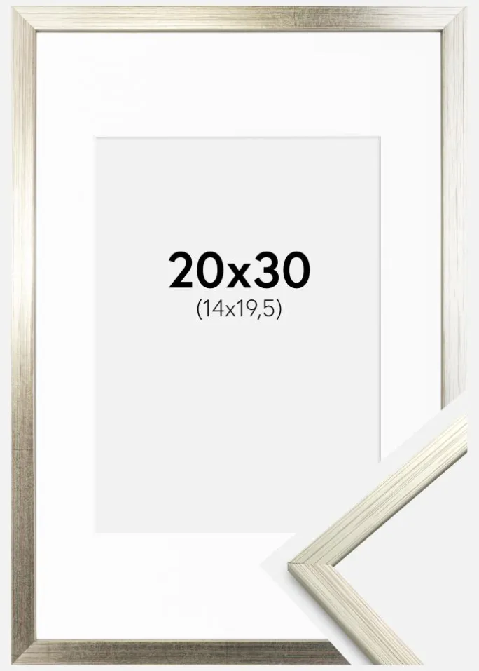 Ramme Edsbyn Sølv 20x30 cm - Passepartout Hvid 15x21 cm (A5)